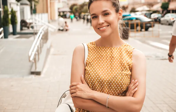 Girl, dress, beautiful, street, pretty, sweet
