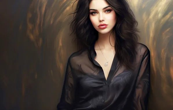 Girl, face, portrait, makeup, brunette, art, beauty, painting
