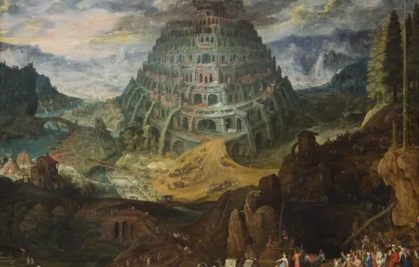 Picture The tower of Babel, Jan Brueghel, Tobias Verhaecht
