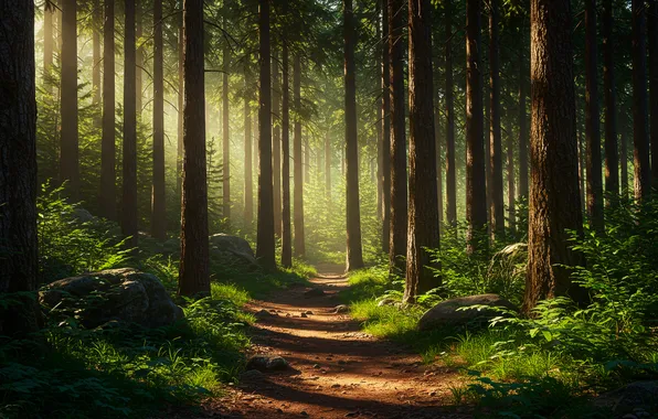 Forest, summer, trees, haze, wallpaper, summer, forest, path