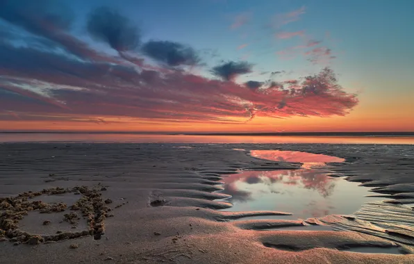 Sunset, coast, Netherlands, Holland, City by the Sea