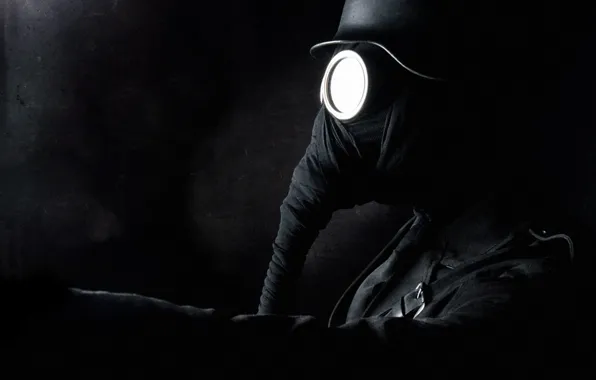 Picture black, Gas mask, black, helmet, trunk