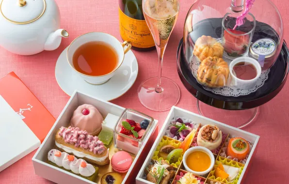 Picture tea, cake, champagne, tradition, Afternoon tea, afternoon tea
