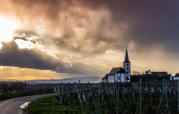 Picture Germany, Sunset, Church, Hessen