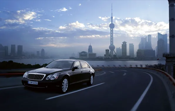 Picture machine, city, widescreen, road, America, Maybach, maybach 62 s
