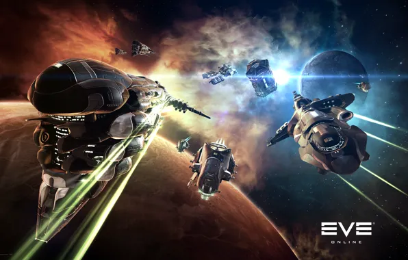Nebula, planet, Space, space, battle, spaceship, eve online, battle