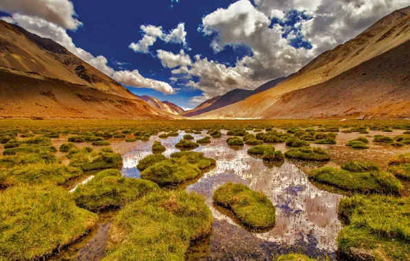 Mountains, valley, India, Jammu and Kashmir, Ladakh