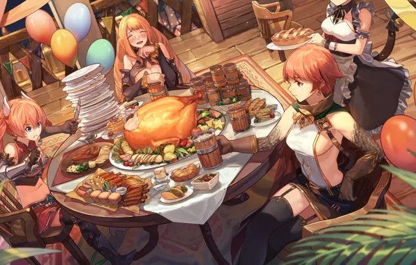 Girls, Table, Food, Booze, sdorica -sunset-