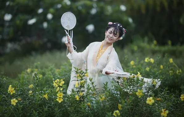 Joy, smile, glade, positive, fan, Asian, gesture, smile
