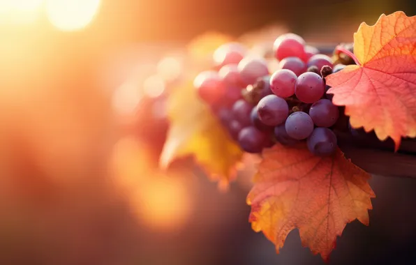 Autumn, leaves, light, red, berries, blur, garden, harvest