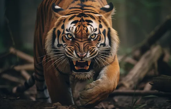 Picture Look, Tiger, Mouth, Fangs, Face, Predator, Jungle, Front