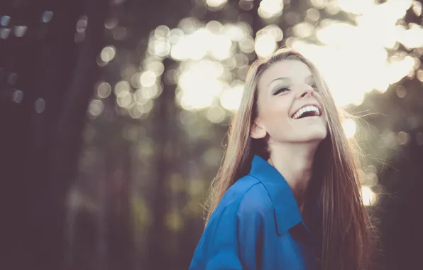 Girl, smile, laughter, girl, bokeh