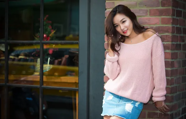 Look, girl, skirt, Asian, jacket, cutie