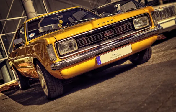 Picture yellow, retro, HDR, Ford, FORD TAUNUS GT