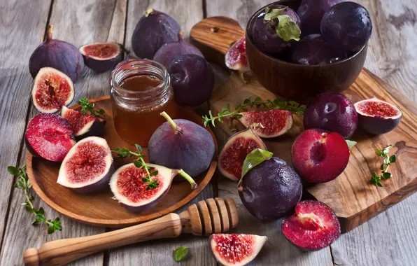 Honey, plum, figs