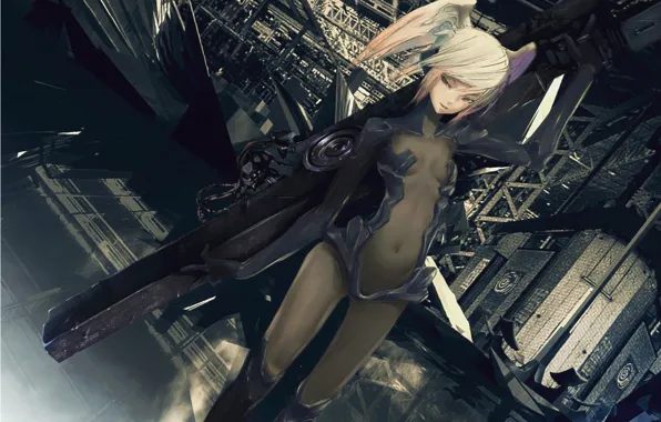 Girl, weapons, figure, redjuice