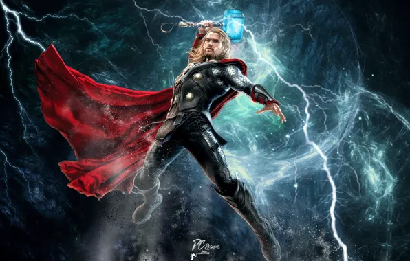 Picture God, hammer, art, Thor, Marvel Comics, Avengers: Age of Ultron, The Avengers: Age Of Ultron, …