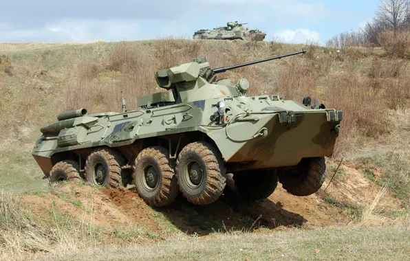 Dirty, Russia, two, obstacle, clay, APC, BTR-82АМ