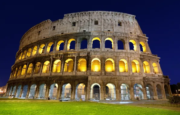 Picture grass, light, the evening, Rome, Colosseum, Italy, architecture, Italy