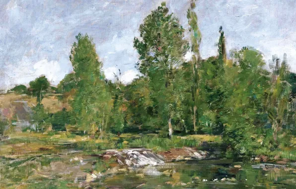 Landscape, picture, Eugene Boudin, Eugene Boudin, Pond. Saint-Ceneri