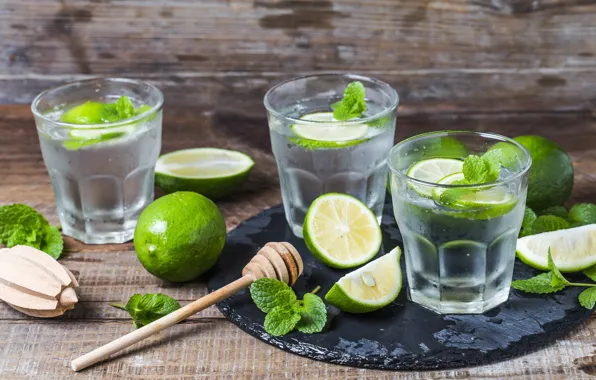 Freshness, lime, drink, drinks, mint, Mojito