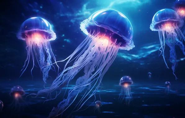 Sea, Medusa, underwater world, AI art, neural network