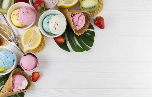 Berries, ice cream, citrus