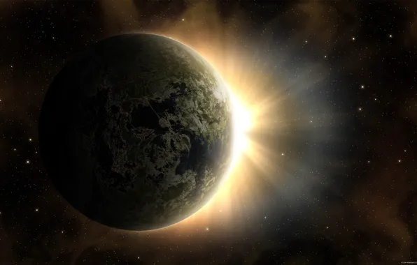 The sun, stars, dawn, earth, planet