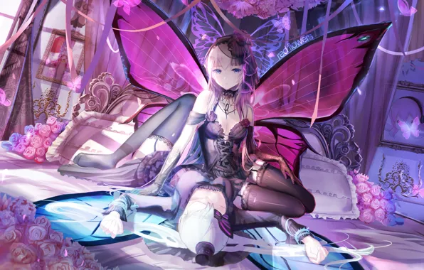 anime girl butterfly wings
