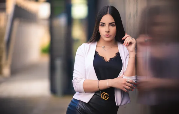 Look, girl, model, hair, bokeh, Lucie