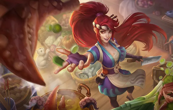 Picture the game, fantasy, art, champion, League Of Legends, Akali, Sashimi Yet, for Riot