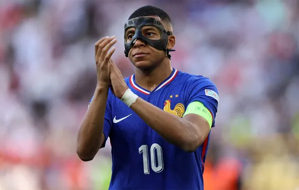 Picture football, mask, symbols, France, Kylian Mbappe, Kylian Mbappe, Euro 2024, Euro-2024