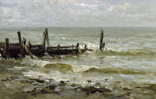 Picture pier, seascape, Carlos de Haes, The sea at Villerville