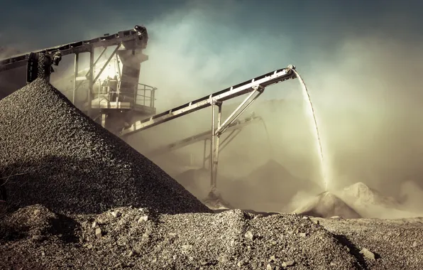 Picture dirt, rocks, dust, mining, conveyor