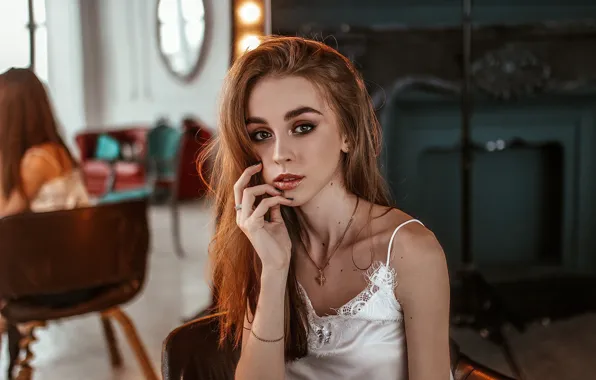 Look, pose, room, model, portrait, makeup, hairstyle, brown hair