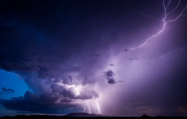 The storm, clouds, element, lightning