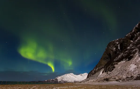 Picture mountains, Northern lights, Iceland