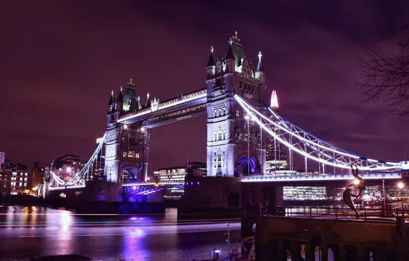 The city, lights, the building, Tower Bridge, London