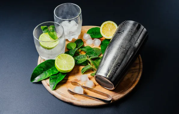 Lemon, lime, lemon, ice, drink, mint, cocktail, lime