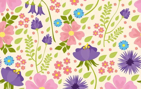 Flowers, texture, pink, flowers, pattern, purple, seamless