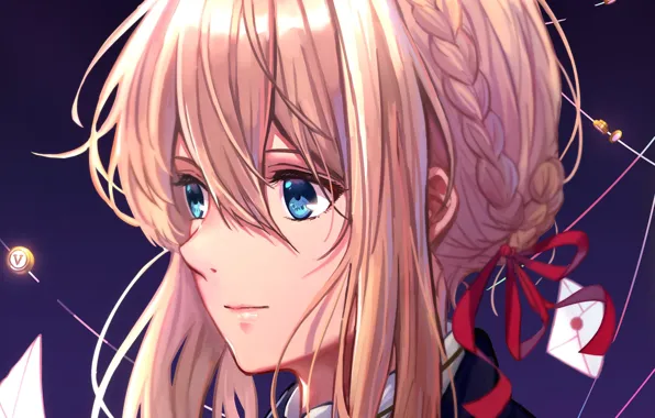 Look, girl, portrait, Violet Evergarden