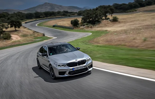 Picture asphalt, grey, speed, track, BMW, sedan, 4x4, 2018