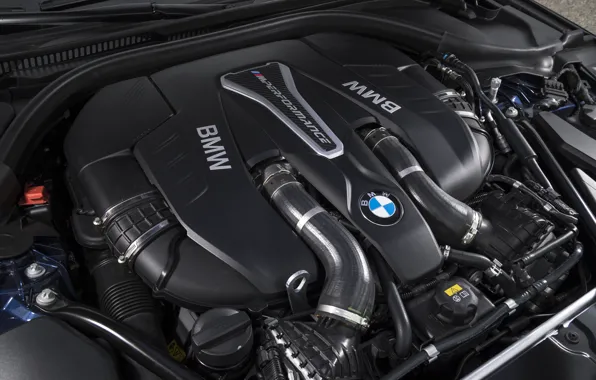 Engine, BMW, 5, under the hood, 2017, 5-series, G30, M550i xDrive