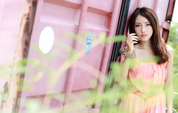 Look, girl, background, Asian