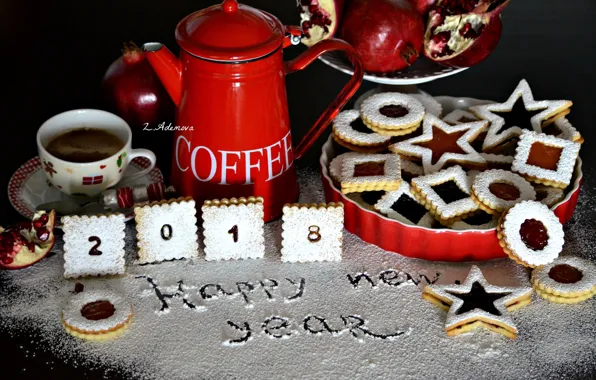 Coffee, cookies, 2018, garnet