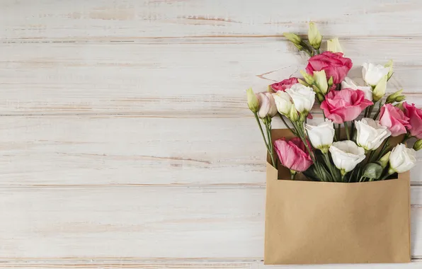 Flowers, holiday, gift, Board, bouquet, pink, white, light background