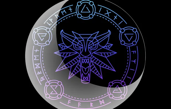 Picture wolf, round, signs, the witcher, the Witcher, runes, Crescent, Igny