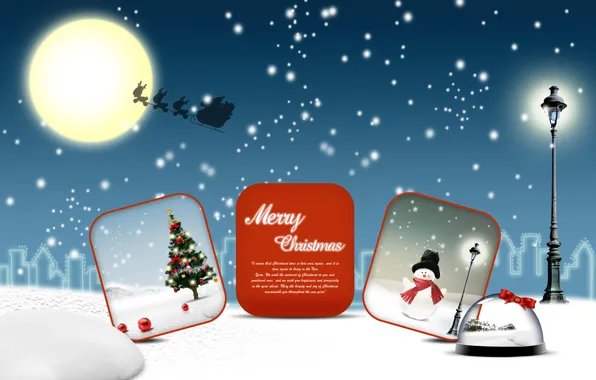 Picture snow, the moon, vector, tree, new year, vector, Christmas, snowman