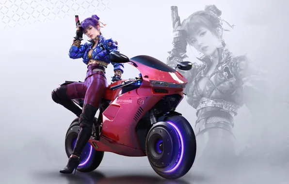 Art, cyberpank, motocycle, future art