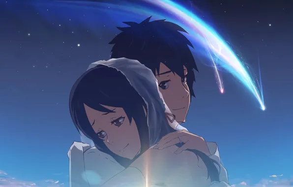 Girl, anime, art, guy, two, Kimi no VA On, Your name